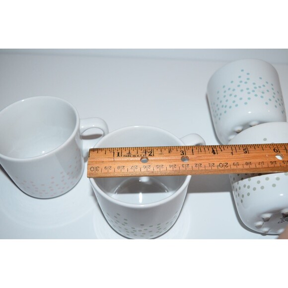 Ikea Polka Dot Coffee Mugs 7 oz Light Green Pink Blue Maria Vinka  4pc set 10866 - Picture 8 of 10